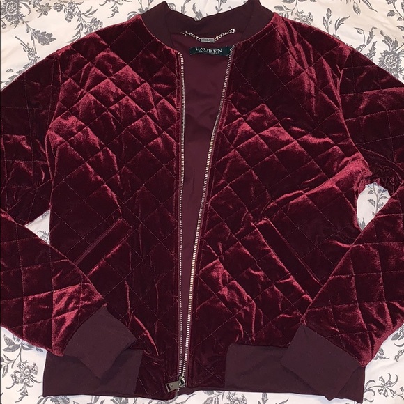 Ralph Lauren Jackets & Blazers - Burgundy Velvet Quilted Bomber Jacket Ralph Lauren